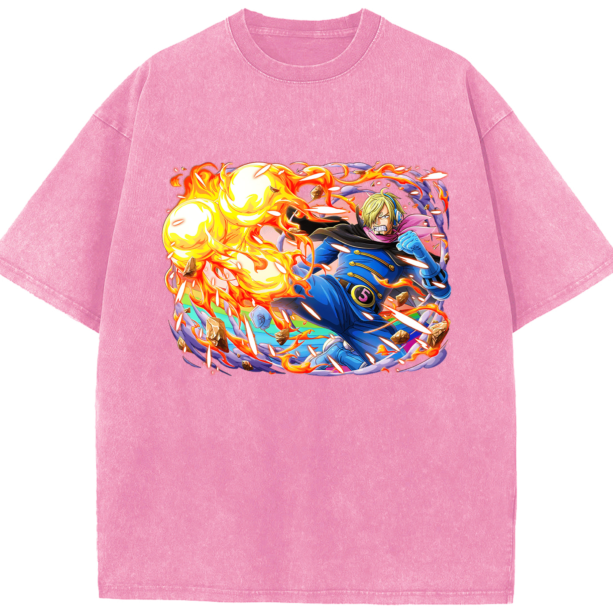 ワンピース サンジ ONE PIECE Sanji 綿100% ヴィンテージ風 半袖Tシャツ（フロントプリント）